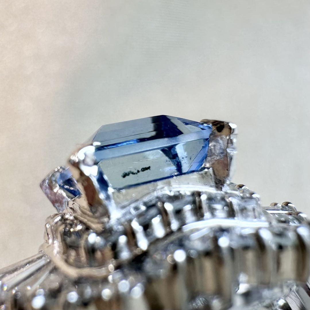 【美品】PT900 サンタマリアアクアマリン 1.40ct ダイヤモンド リング