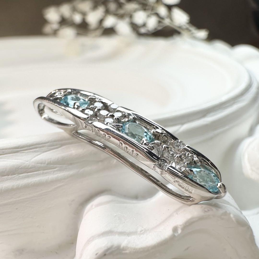 【美品】PT900 パライバトルマリン 0.32ct ダイヤモンド ペンダント