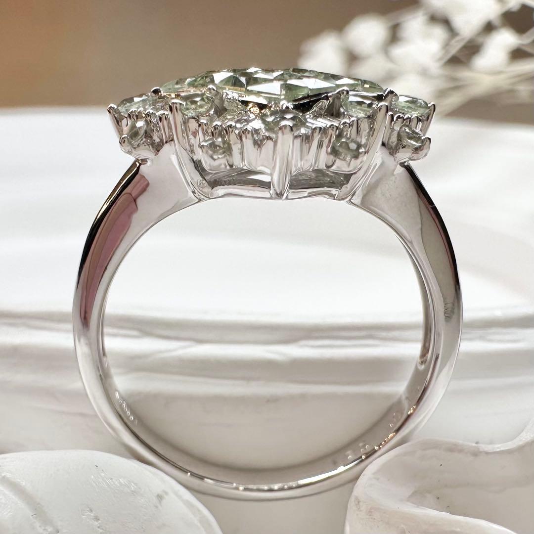 【K18】グリーンサファイア リング 1.25ct スクエアデザイン