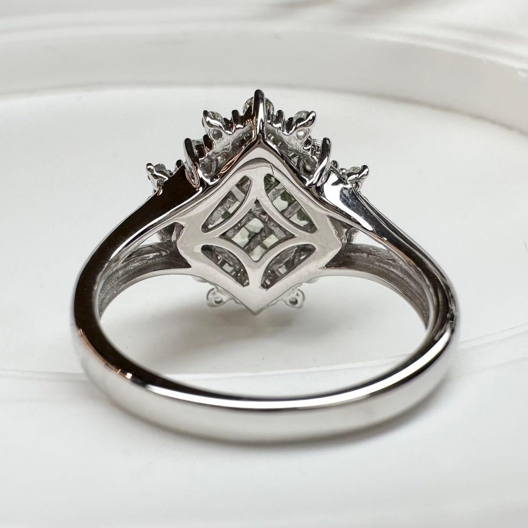 【K18】グリーンサファイア リング 1.25ct スクエアデザイン