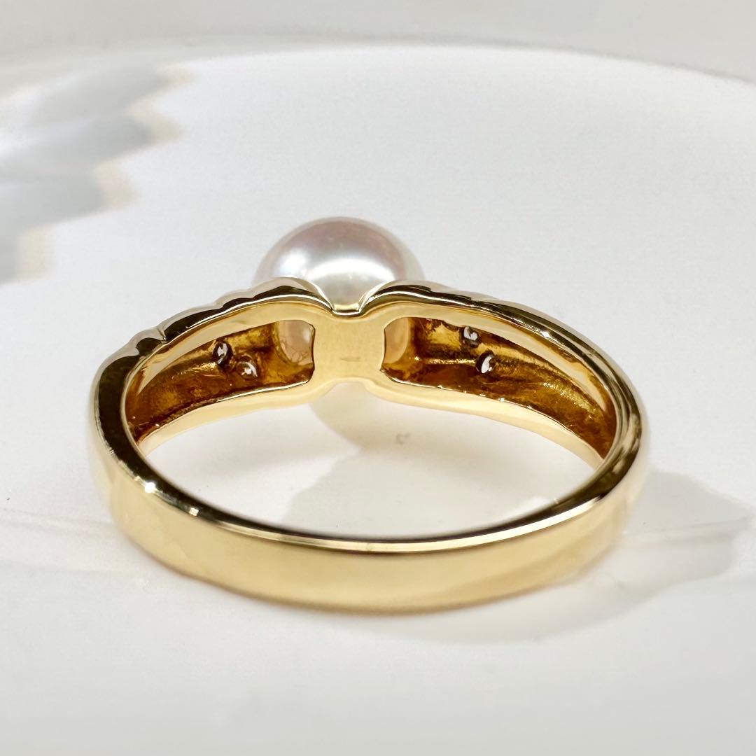 【MIKIMOTO】K18 アコヤ真珠 ダイヤモンド リング