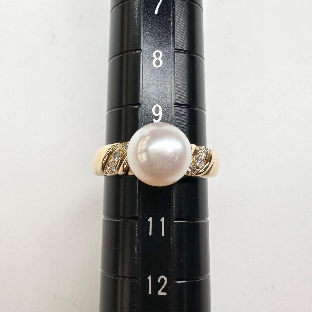 【MIKIMOTO】K18 アコヤ真珠 ダイヤモンド リング