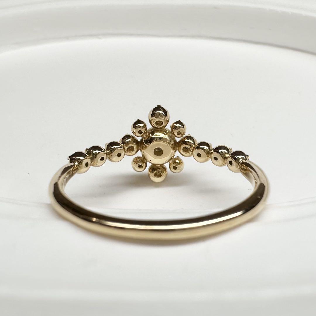 【K18】新品ダイヤモンド 0.112ct リング 花モチーフ