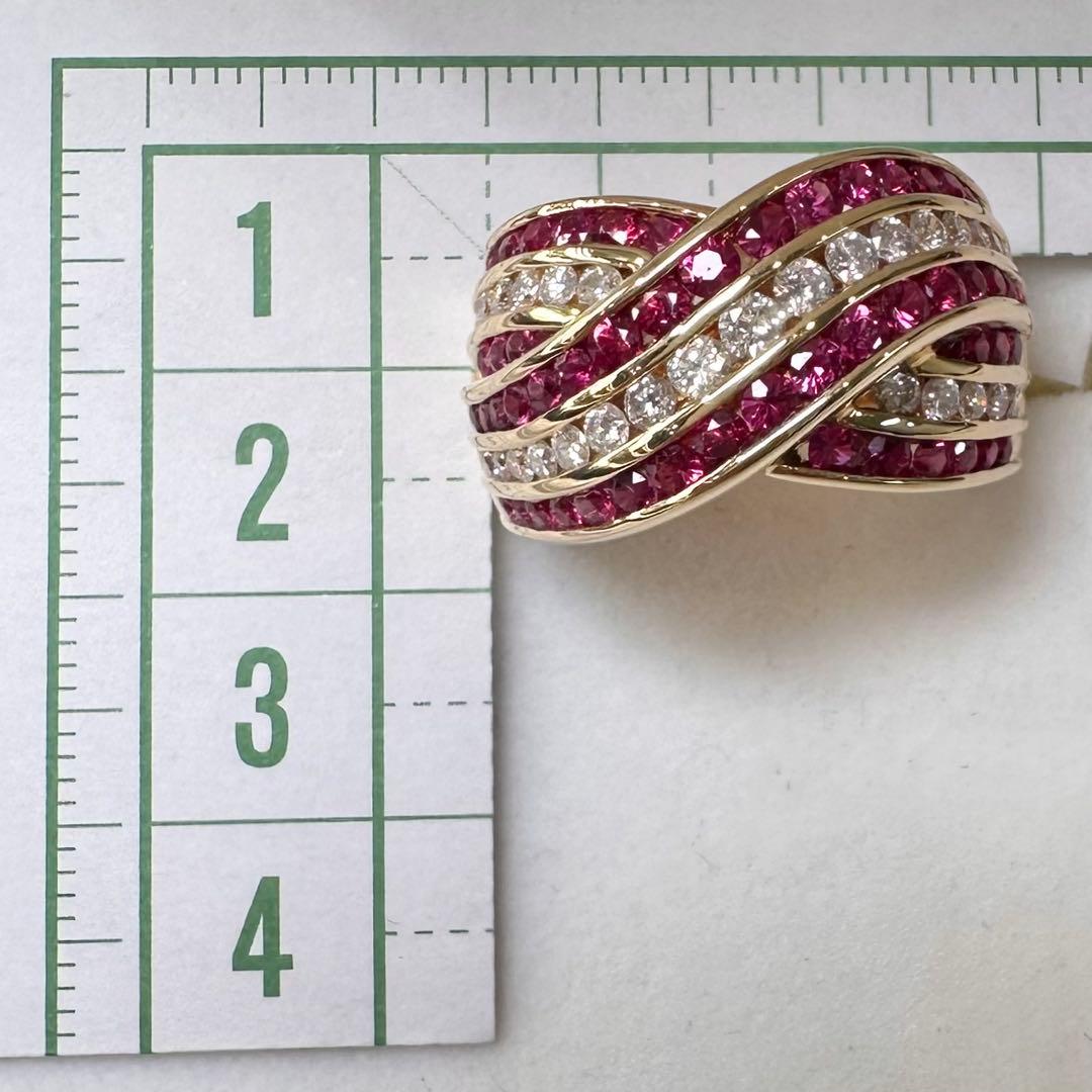 K18 ルビー1.76ct ダイヤモンド パヴェリング