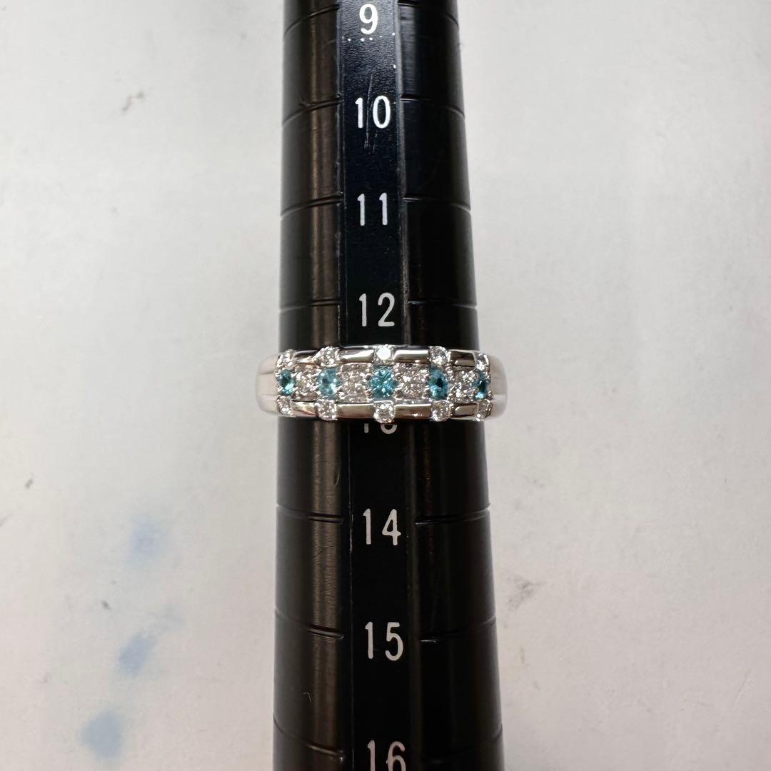 PT900 パライバトルマリン0.11ct ダイヤモンドリング 希少石