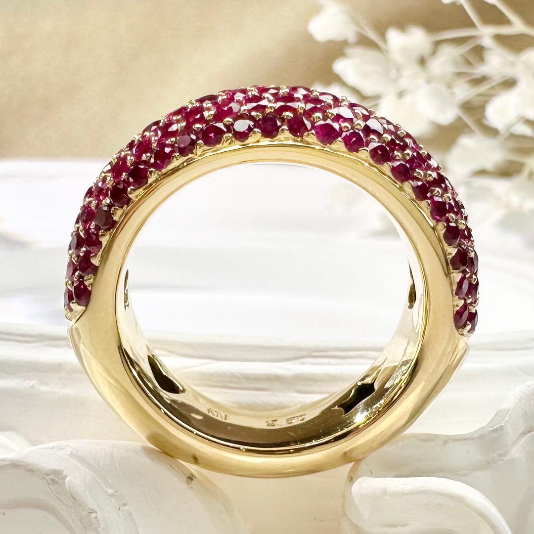 【K18】ルビー 2.50ctリング ドーナツデザイン