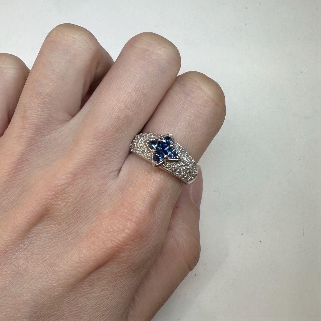 【美品】サファイア リング パヴェダイヤ 幅広