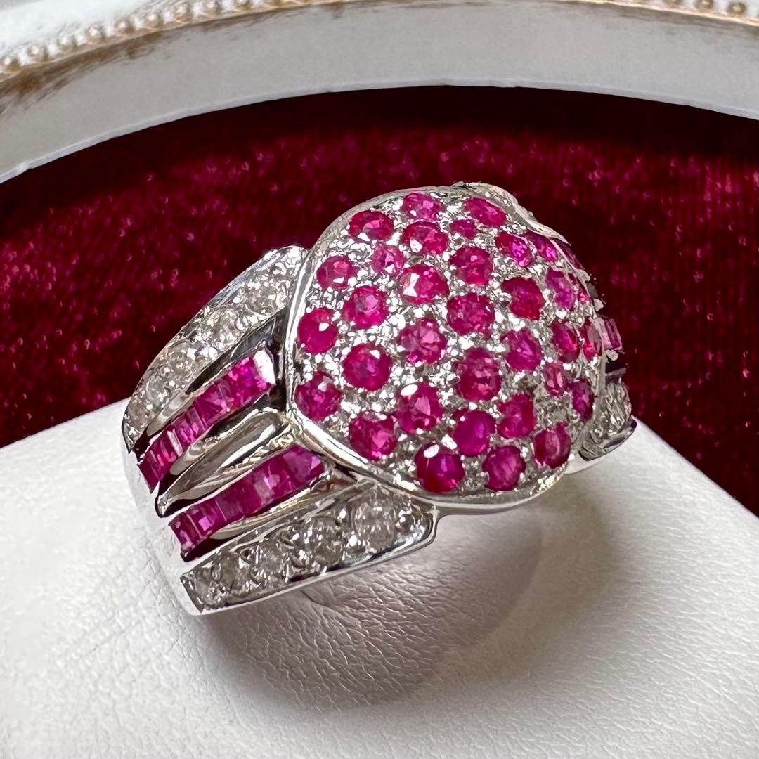 K18 ルビー2.00ct ダイヤモンド パヴェリング
