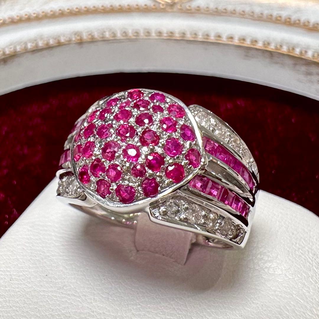 K18 ルビー2.00ct ダイヤモンド パヴェリング