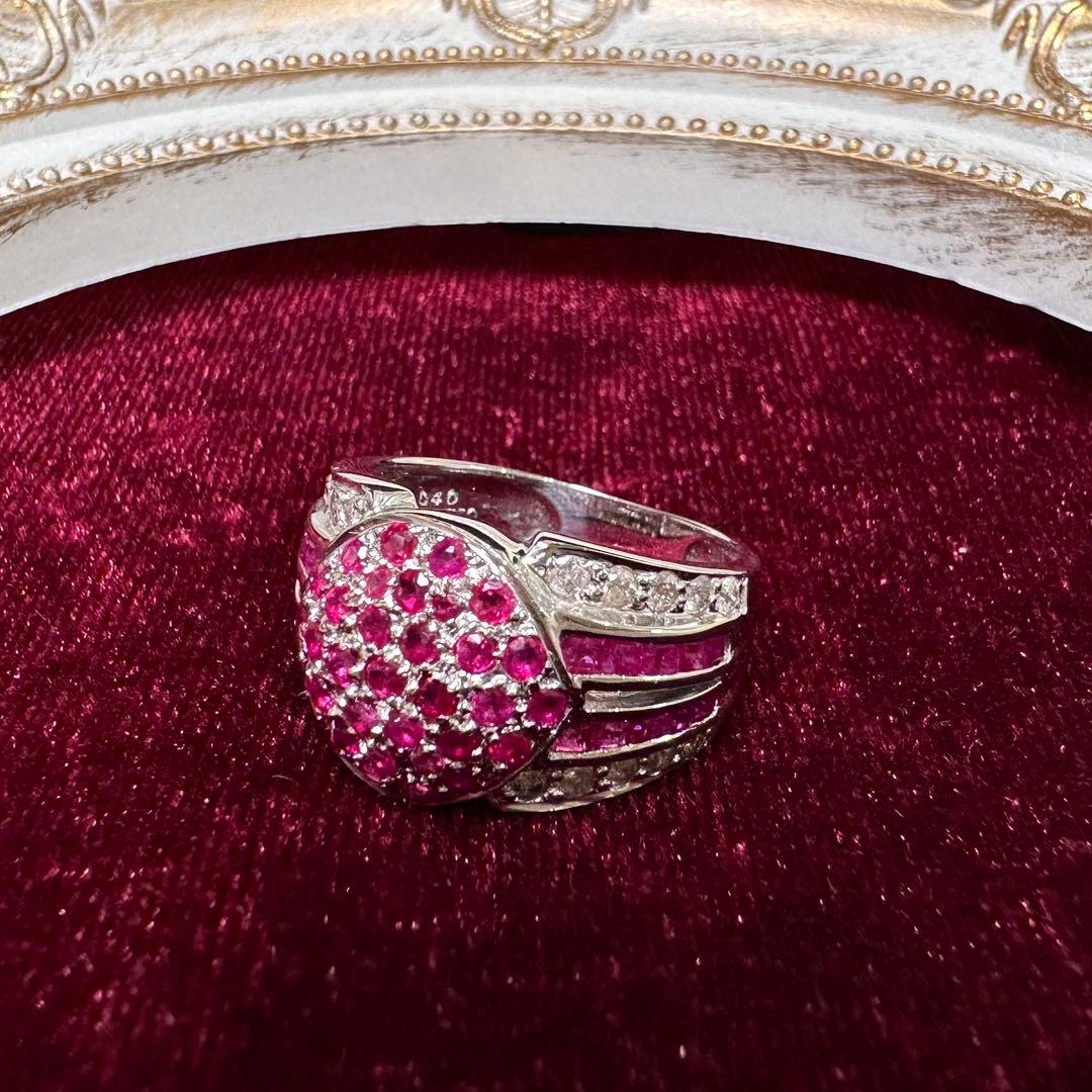 K18 ルビー2.00ct ダイヤモンド パヴェリング