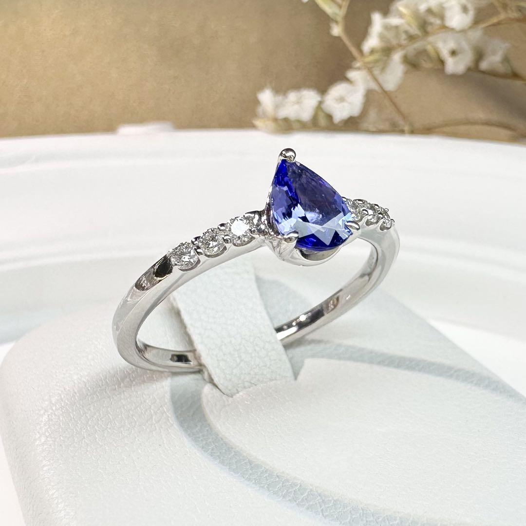 【美品】PT900 タンザナイト 0.5ct ダイヤモンド リング