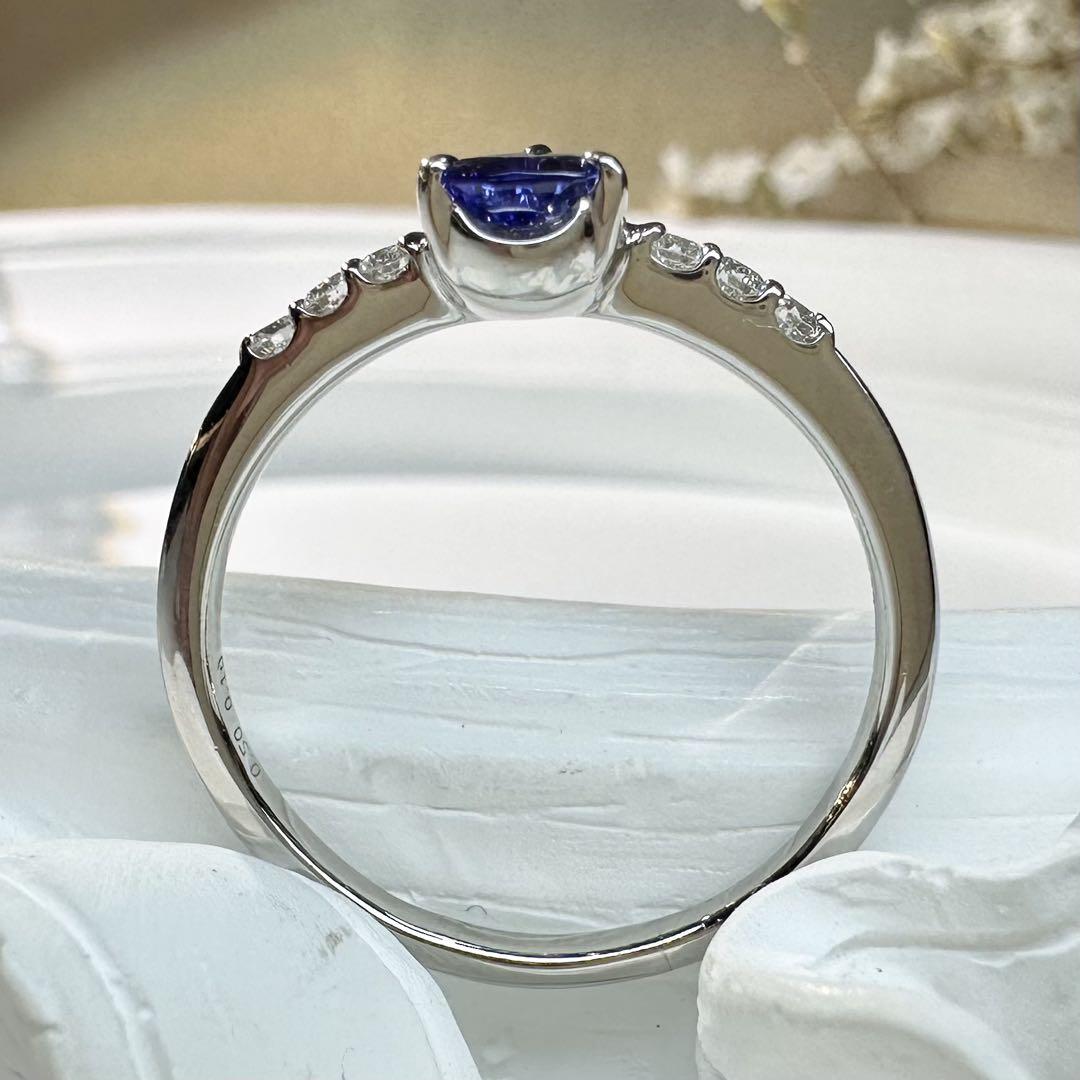【美品】PT900 タンザナイト 0.5ct ダイヤモンド リング