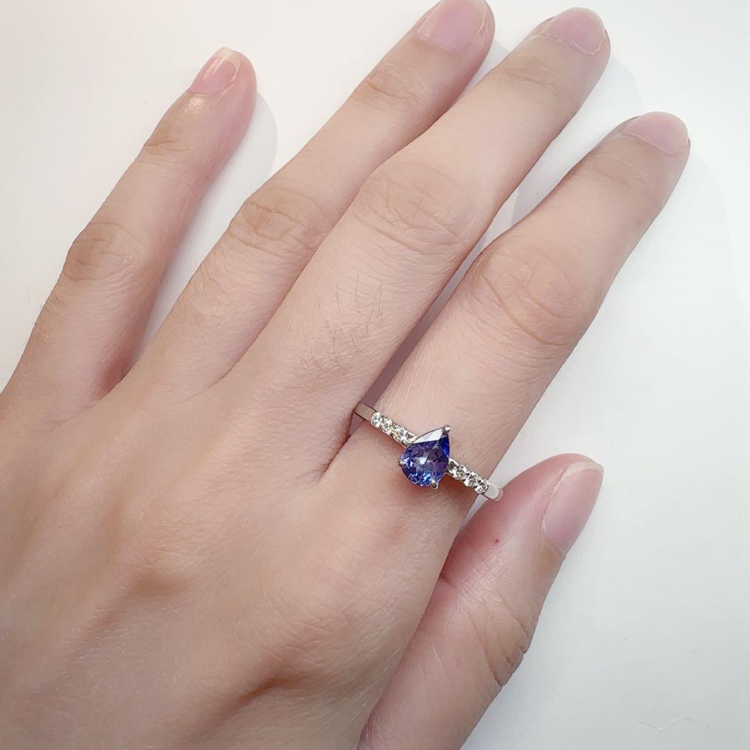 【美品】PT900 タンザナイト 0.5ct ダイヤモンド リング