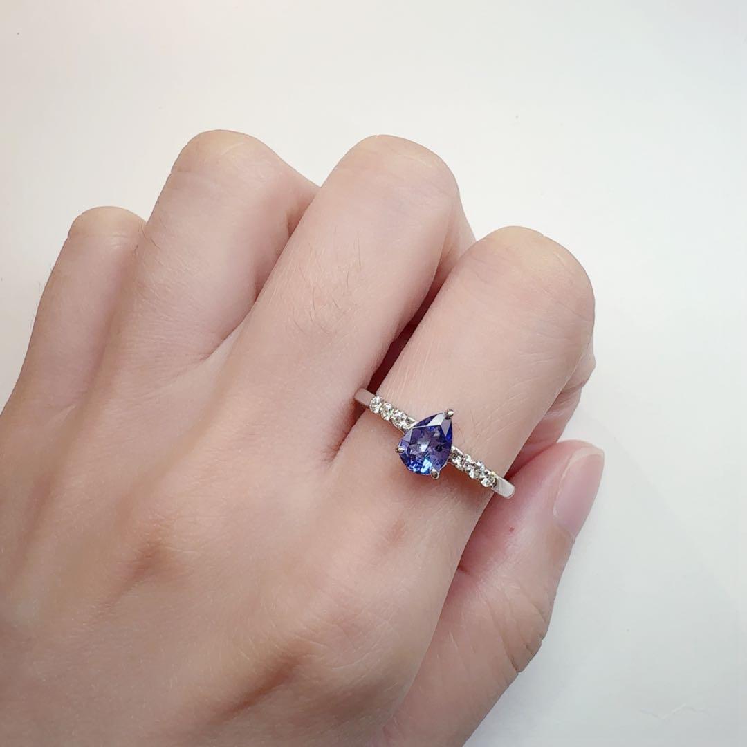 【美品】PT900 タンザナイト 0.5ct ダイヤモンド リング