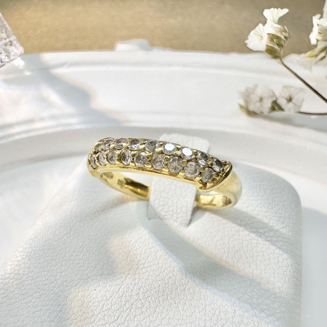 【K18】ダイヤモンド 0.32ct ゴールド リング