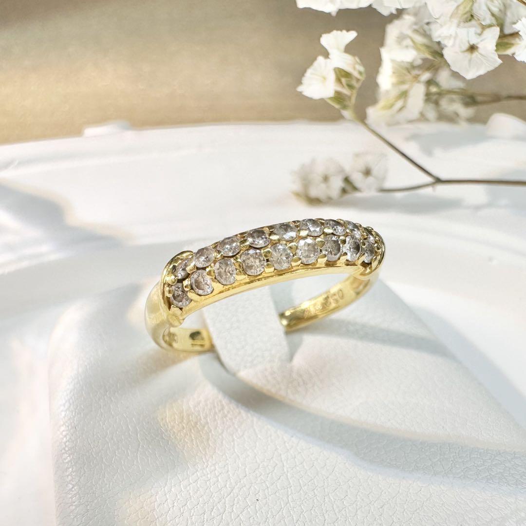 【K18】ダイヤモンド 0.32ct ゴールド リング