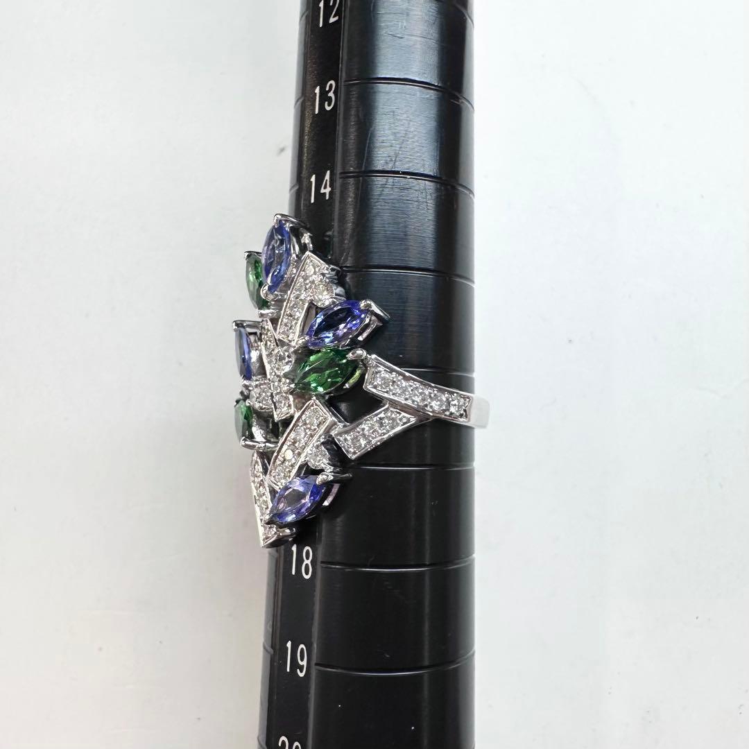 【K18】ツァボライト 0.95ct タンザナイト0.72ctリング