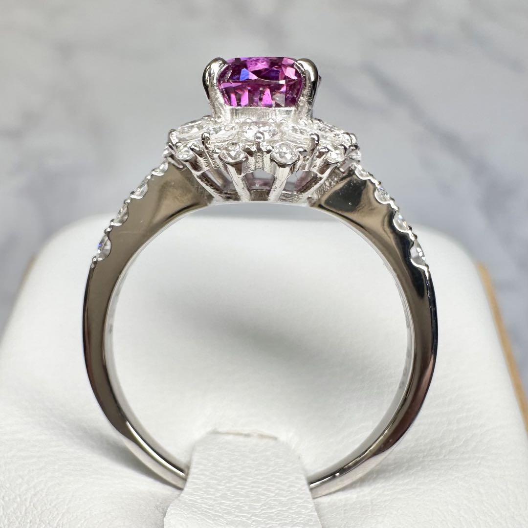 【美品】Pt900 パープルサファイア 2ct リング ダイヤ巻き