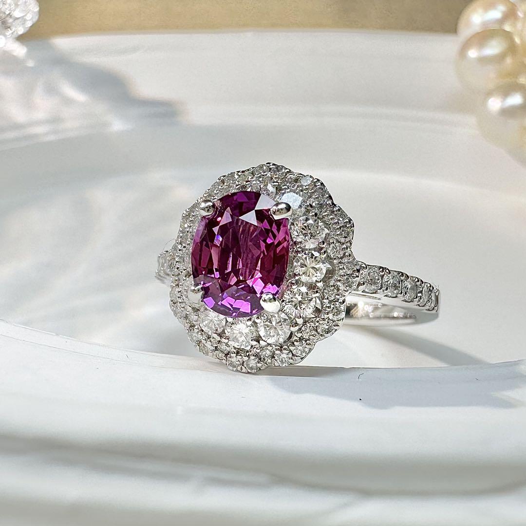 【美品】PT900 パープルサファイア1.26ct リング