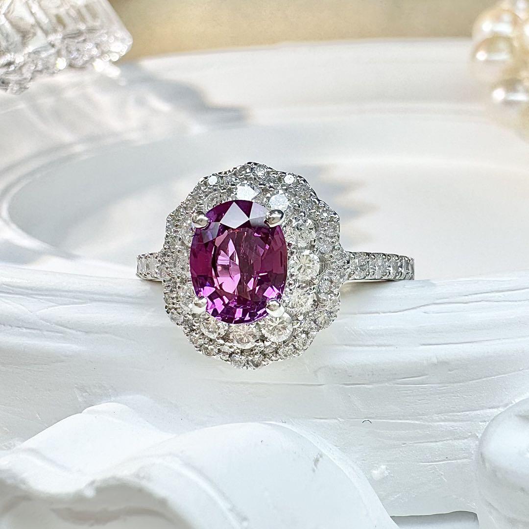 【美品】PT900 パープルサファイア1.26ct リング