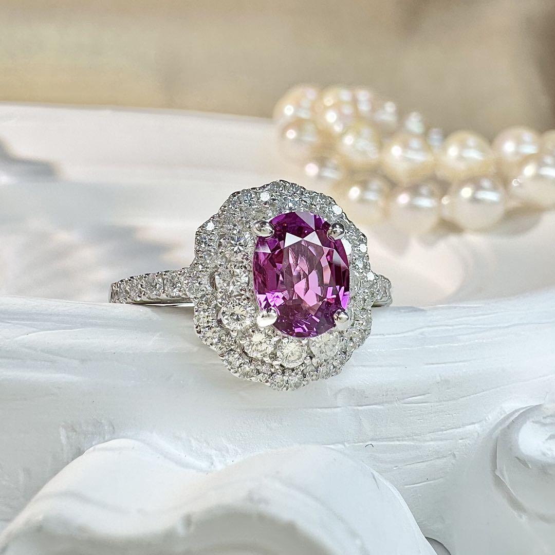 【美品】PT900 パープルサファイア1.26ct リング