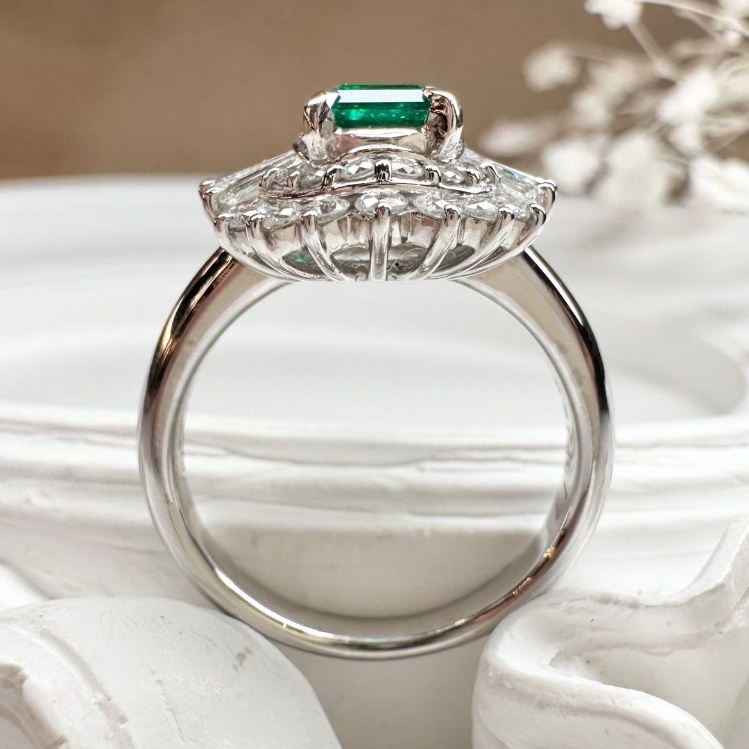 【美品】PT900エメラルド0.87ct リング コロンビア産 MUZO保証