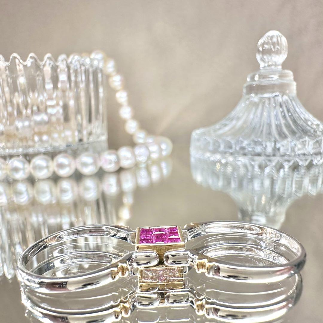 【K18】2WAY ルビー0.55ct ダイヤモンド0.5ct リング