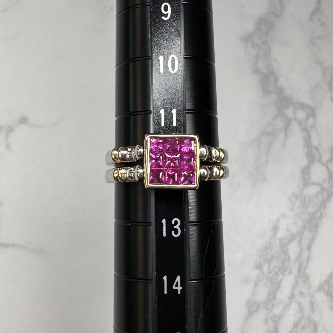 【K18】2WAY ルビー0.55ct ダイヤモンド0.5ct リング