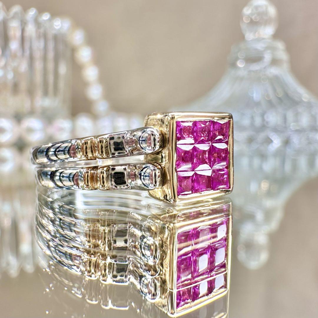 【K18】2WAY ルビー0.55ct ダイヤモンド0.5ct リング