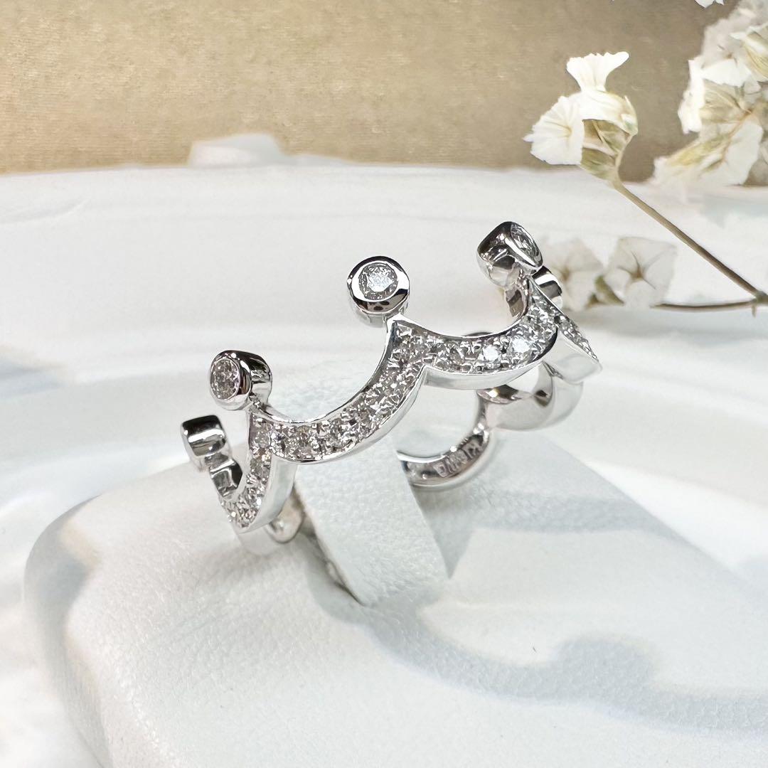 【K18】ダイヤモンド リング 0.32ct 王冠モチーフ
