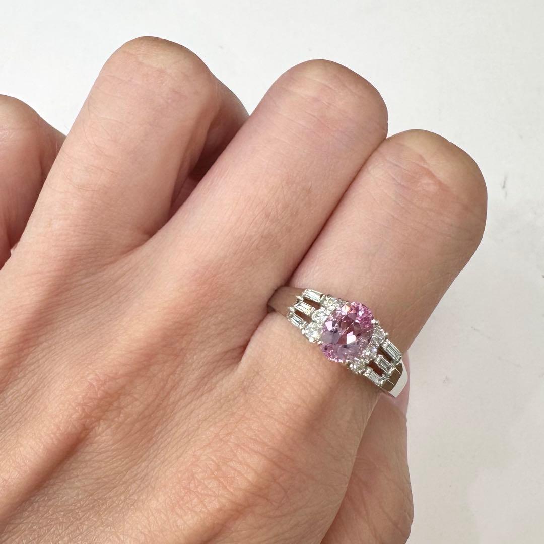 PT900 ピンクトパーズ ダイヤモンド リング 1.027ct