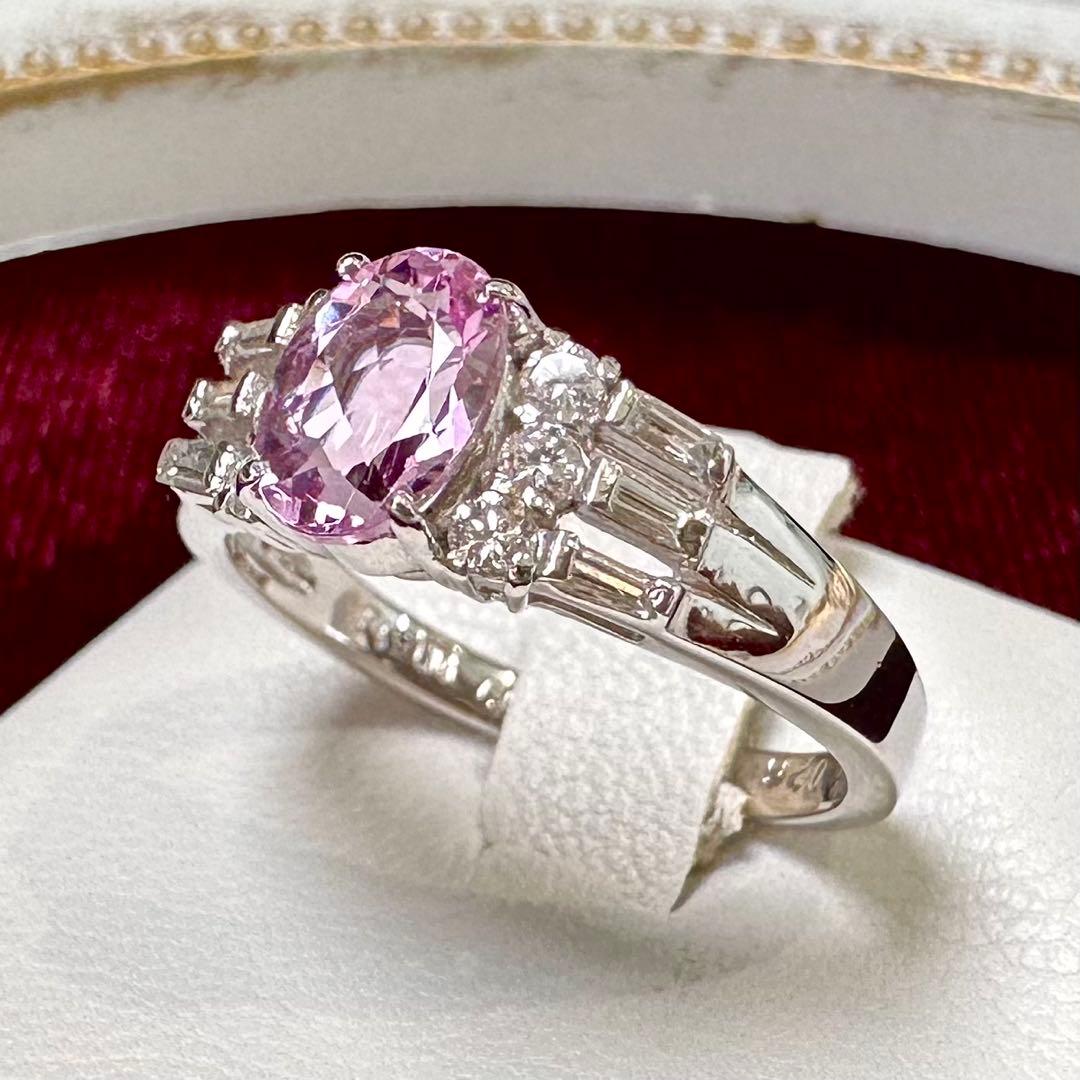 PT900 ピンクトパーズ ダイヤモンド リング 1.027ct
