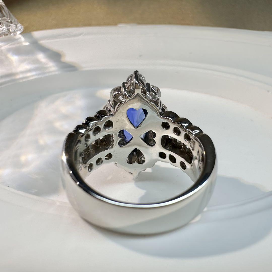 【美品】PT900 ロイヤルブルーサファイアリング 2.35ct ダイヤGIA付