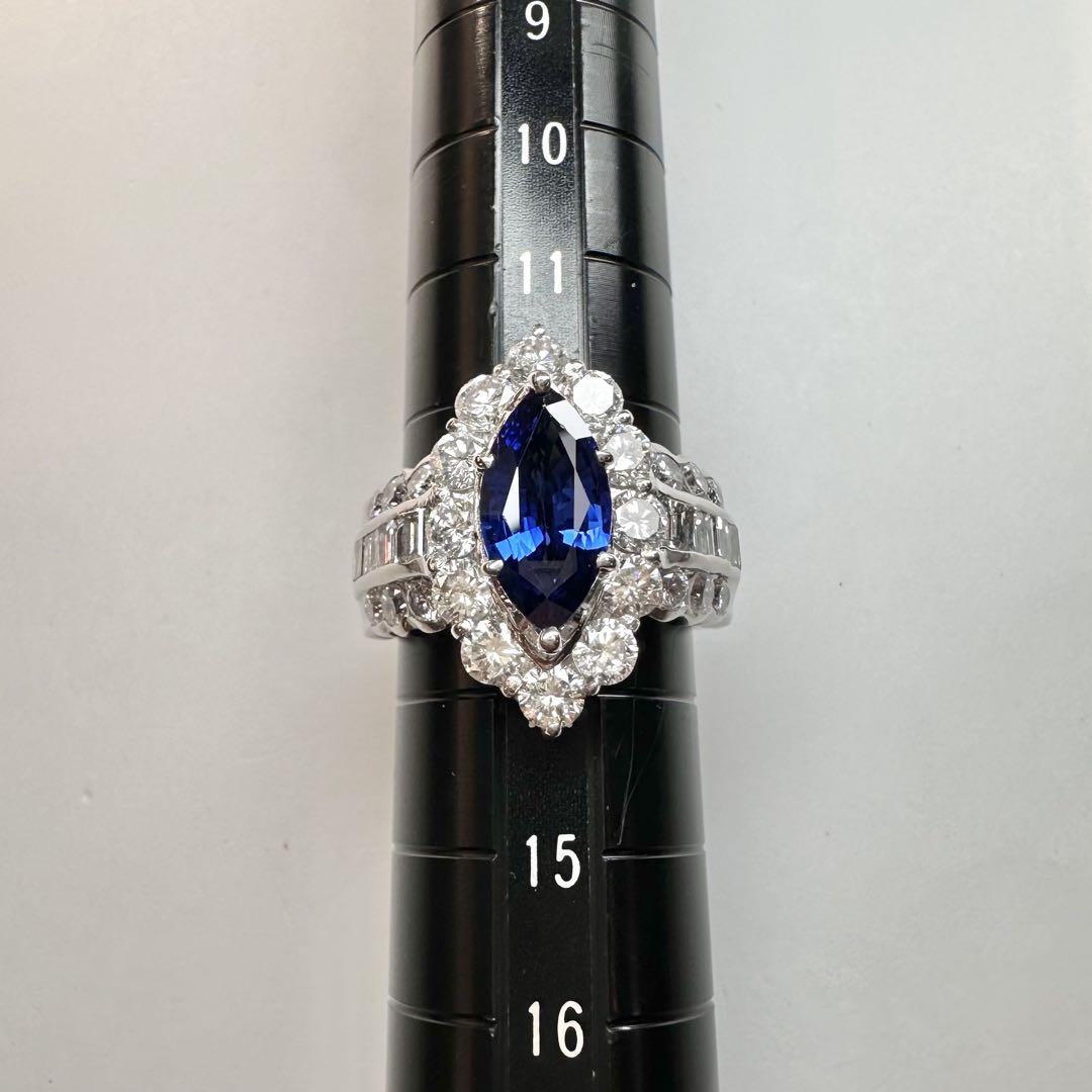 【美品】PT900 ロイヤルブルーサファイアリング 2.35ct ダイヤGIA付