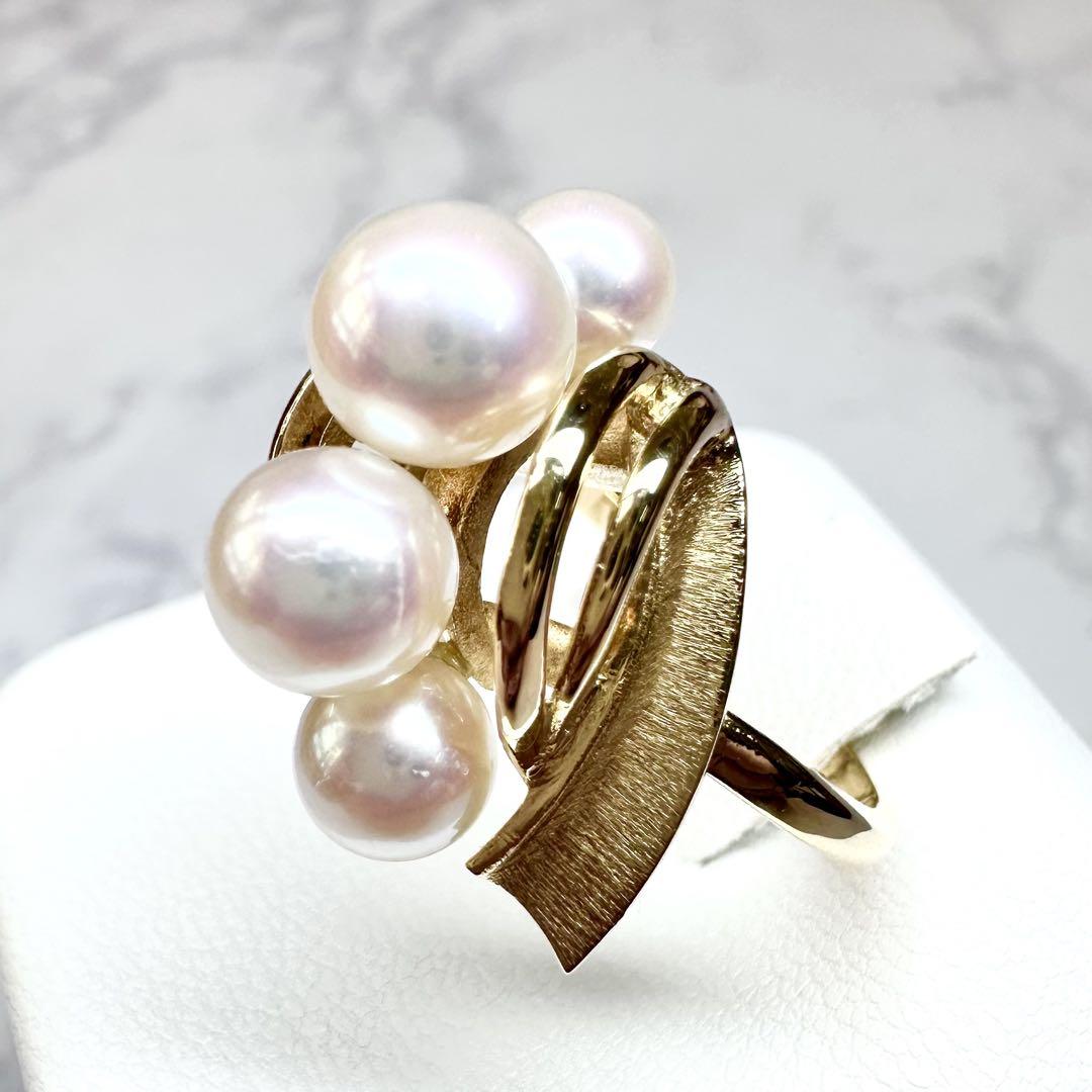 【ミキモト】 MIKIMOTO 御木本K18 アコヤ真珠5-7mm リング