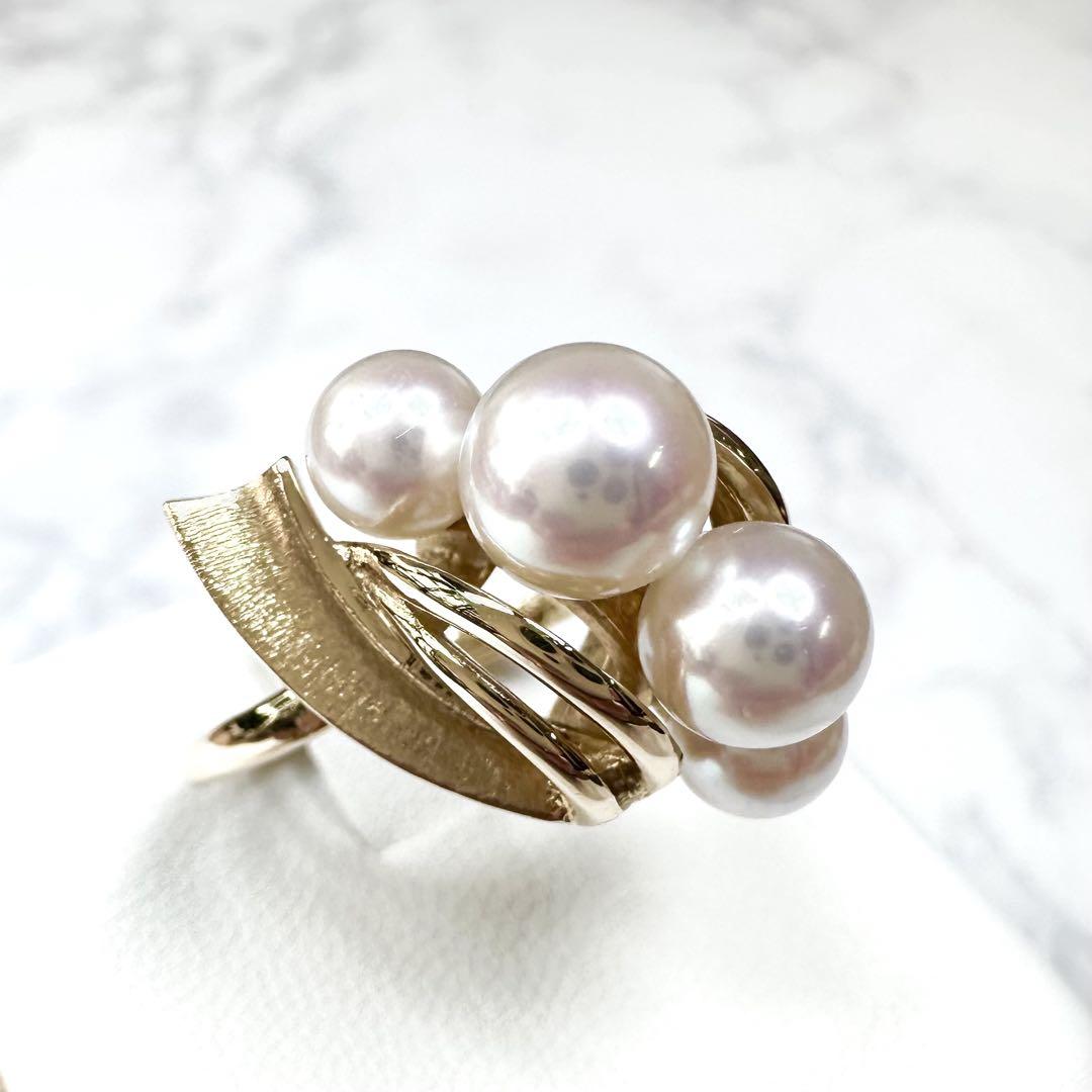 【ミキモト】 MIKIMOTO 御木本K18 アコヤ真珠5-7mm リング