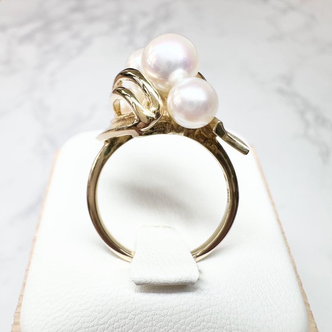 【ミキモト】 MIKIMOTO 御木本K18 アコヤ真珠5-7mm リング