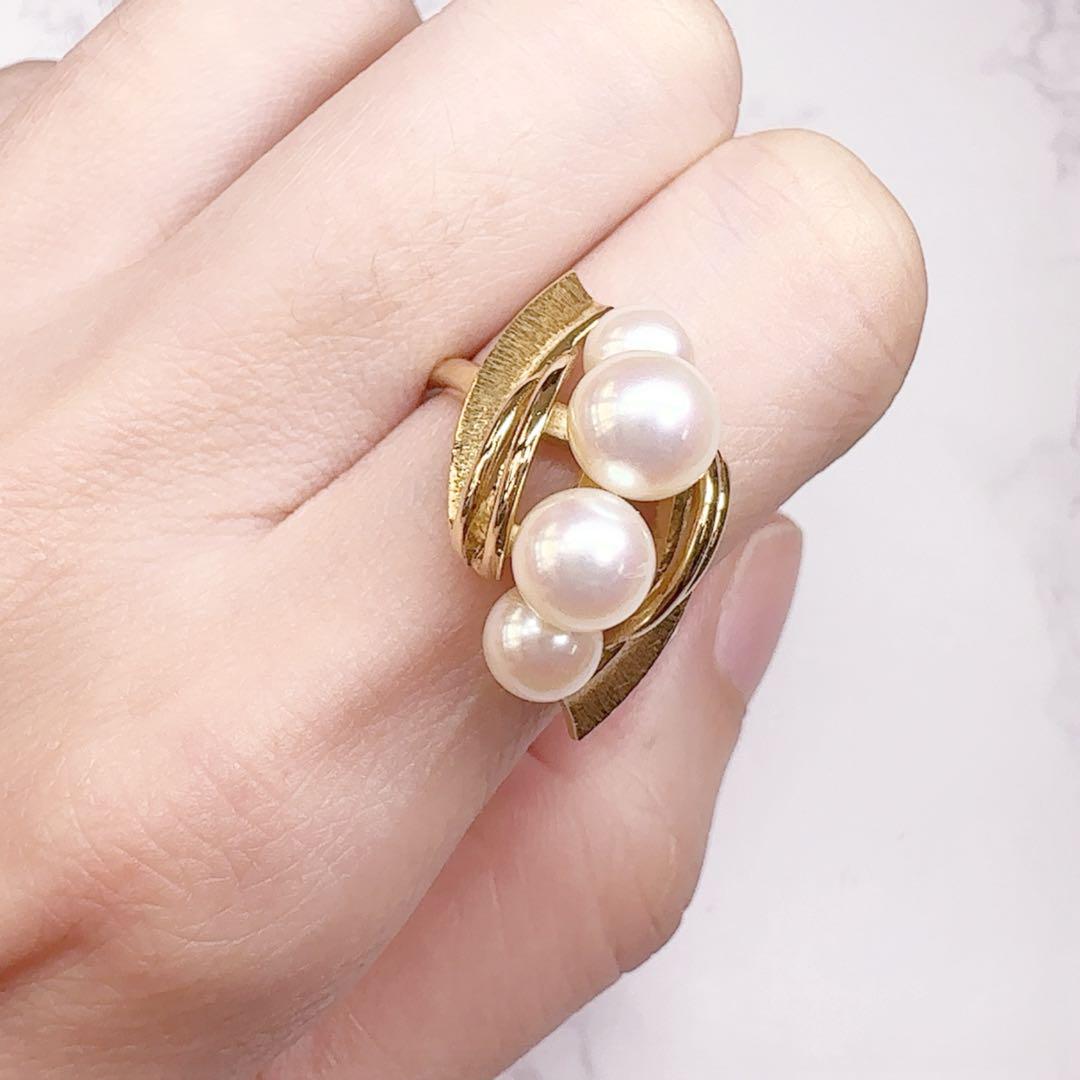 【ミキモト】 MIKIMOTO 御木本K18 アコヤ真珠5-7mm リング