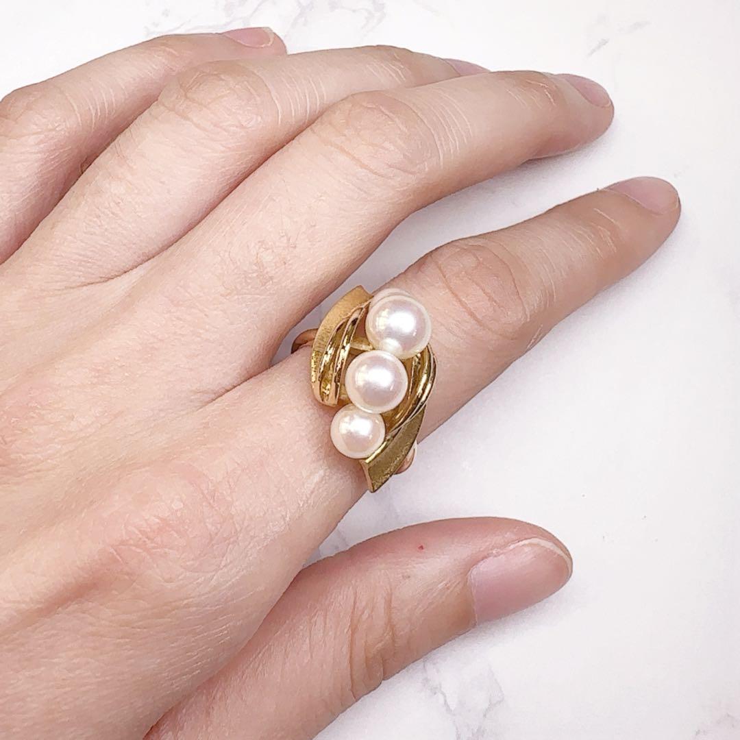 【ミキモト】 MIKIMOTO 御木本K18 アコヤ真珠5-7mm リング