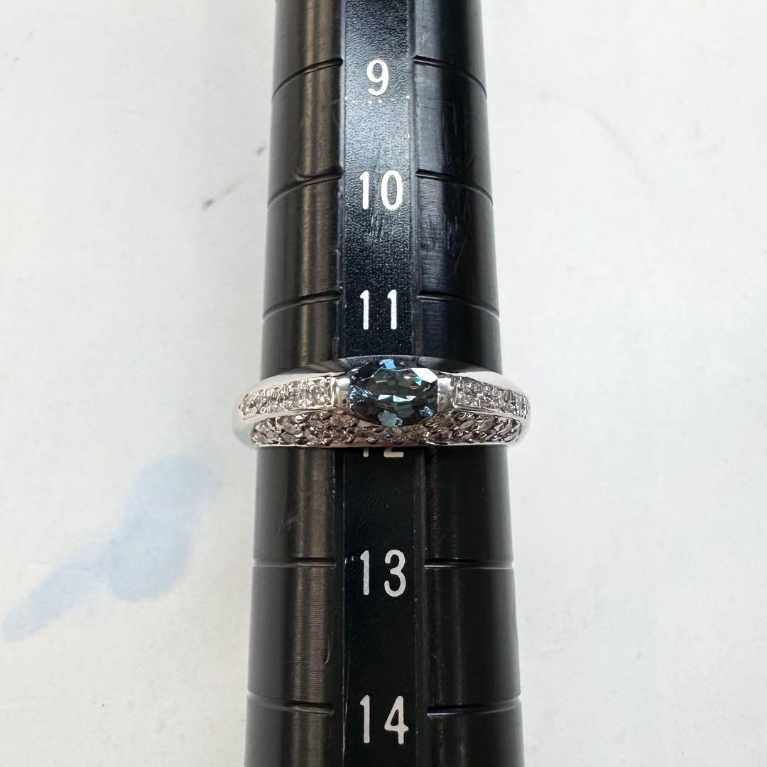 K18WG アレキサンドライト ダイヤモンド リング 0.20ct 変色効果