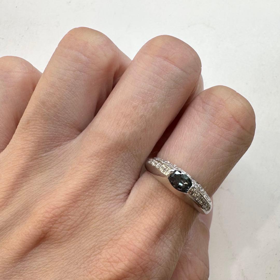 K18WG アレキサンドライト ダイヤモンド リング 0.20ct 変色効果