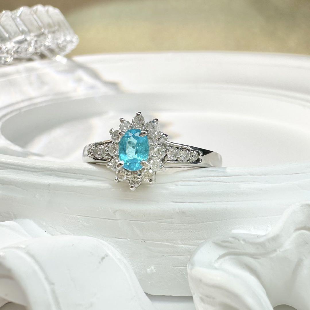 【美品】PT900 パライバトルマリン 0.286ct リング ネオンブルー