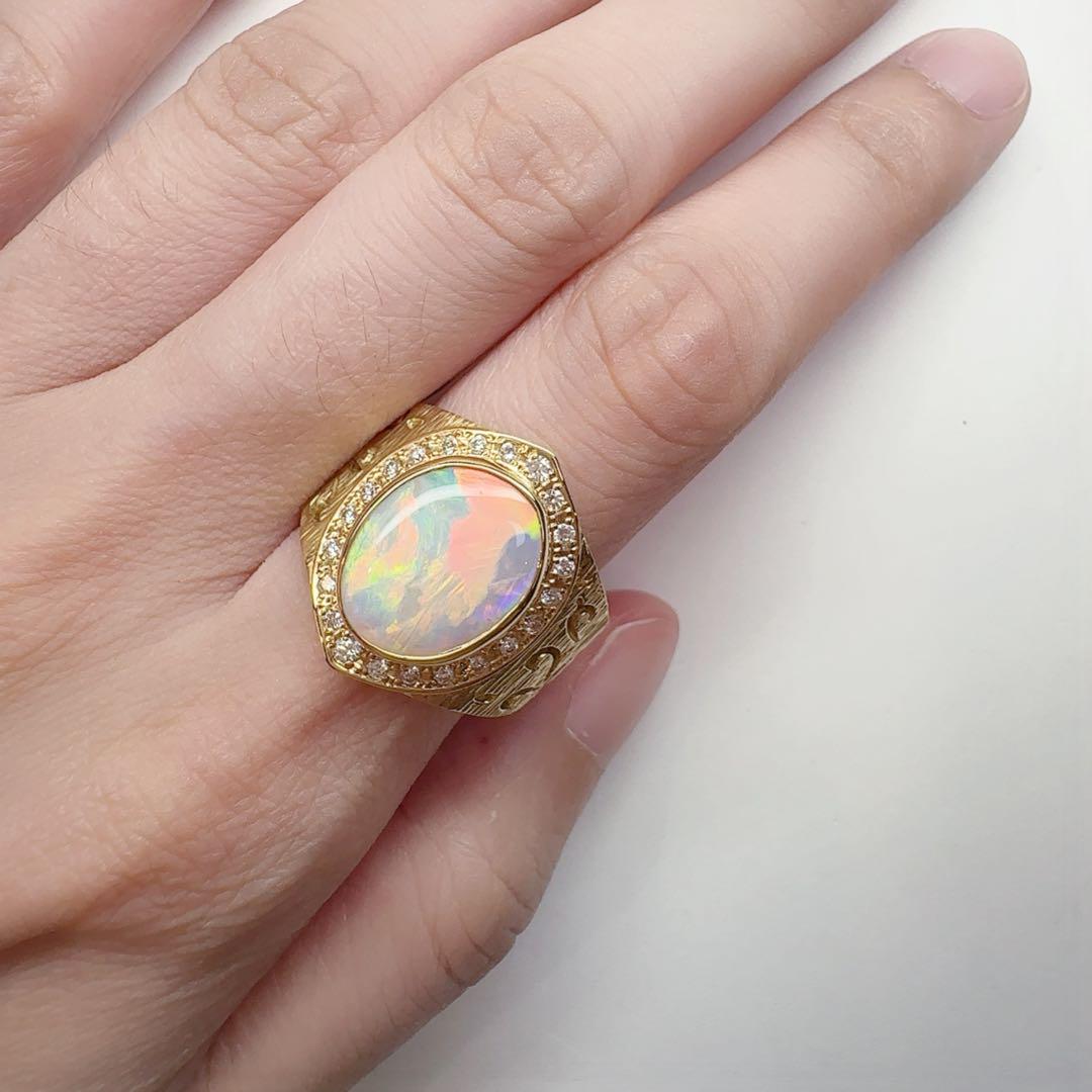 【K18】オーストラリアオパール 2.96ct リング