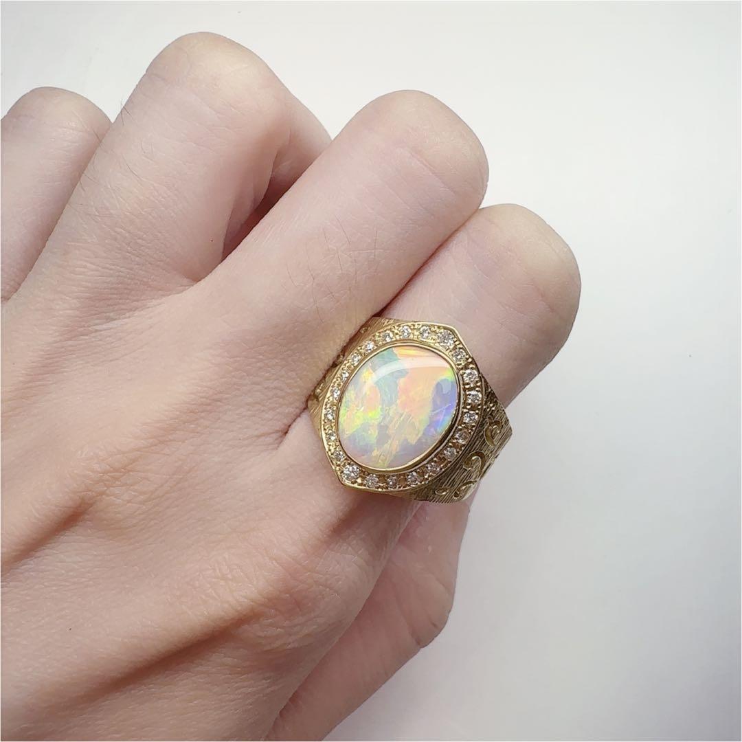 【K18】オーストラリアオパール 2.96ct リング
