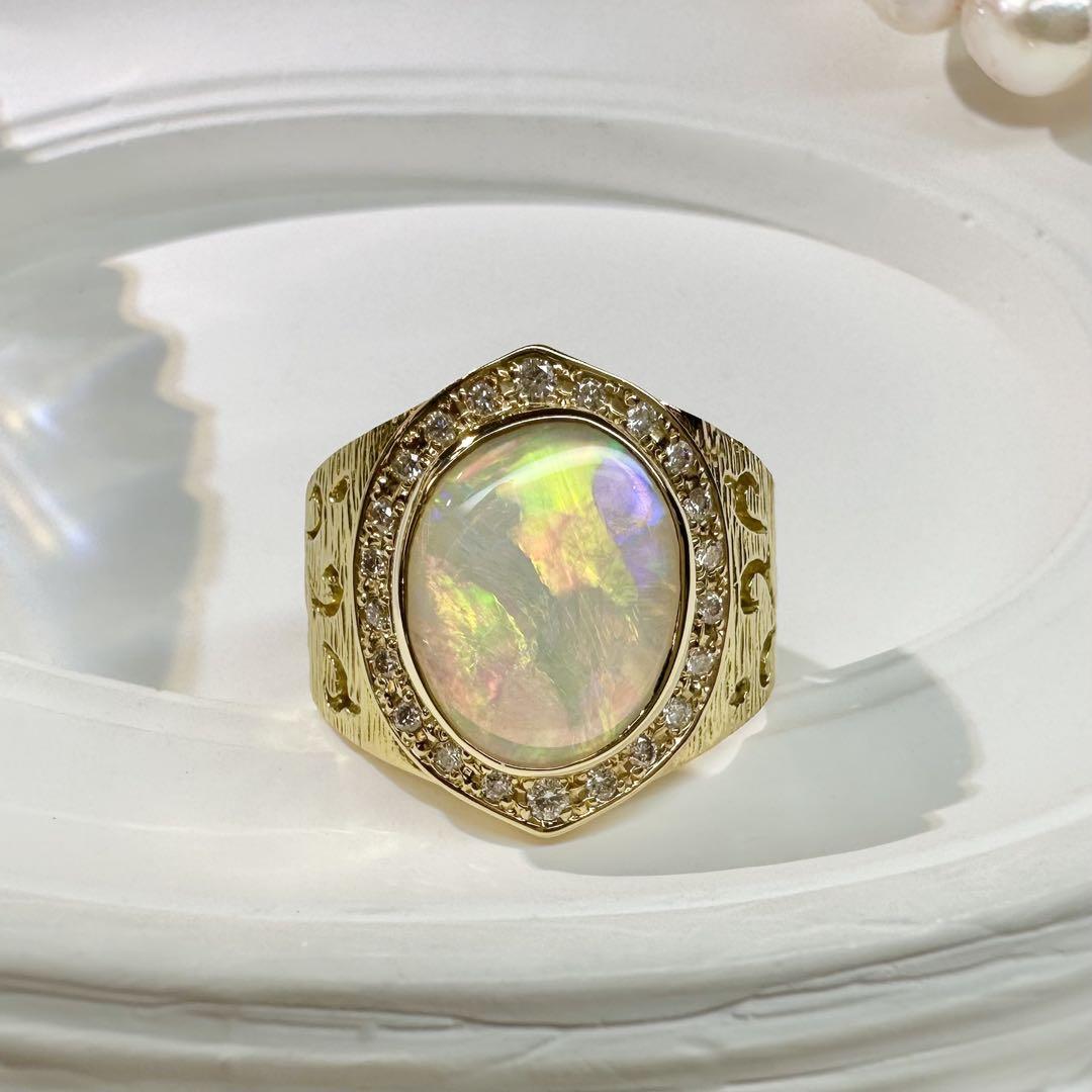 【K18】オーストラリアオパール 2.96ct リング
