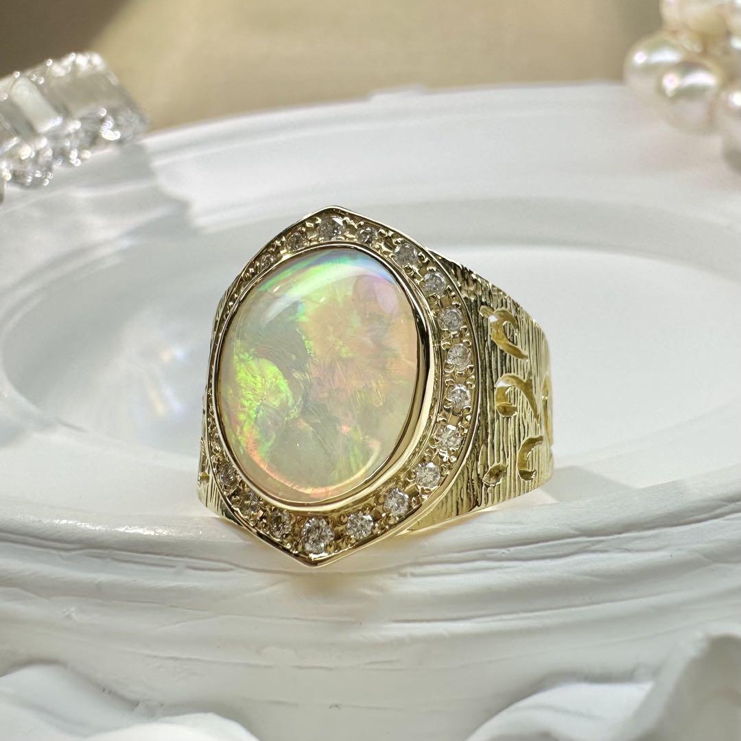 【K18】オーストラリアオパール 2.96ct リング