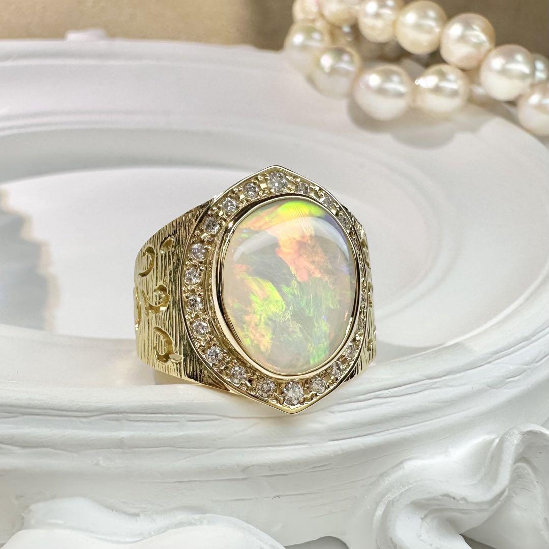 【K18】オーストラリアオパール 2.96ct リング