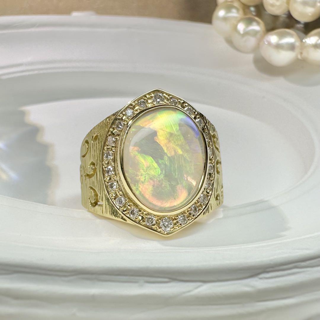 【K18】オーストラリアオパール 2.96ct リング