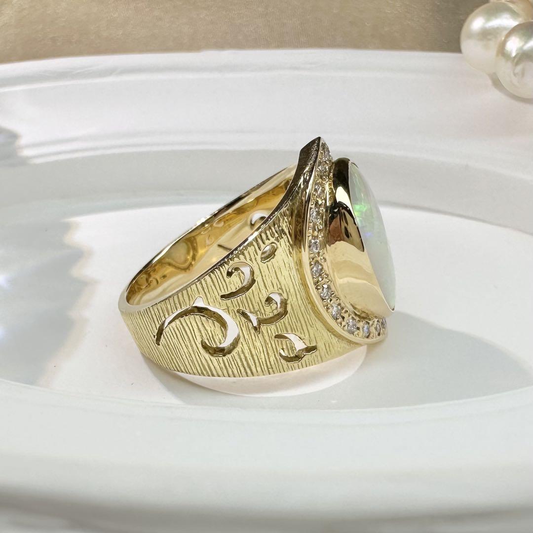 【K18】オーストラリアオパール 2.96ct リング
