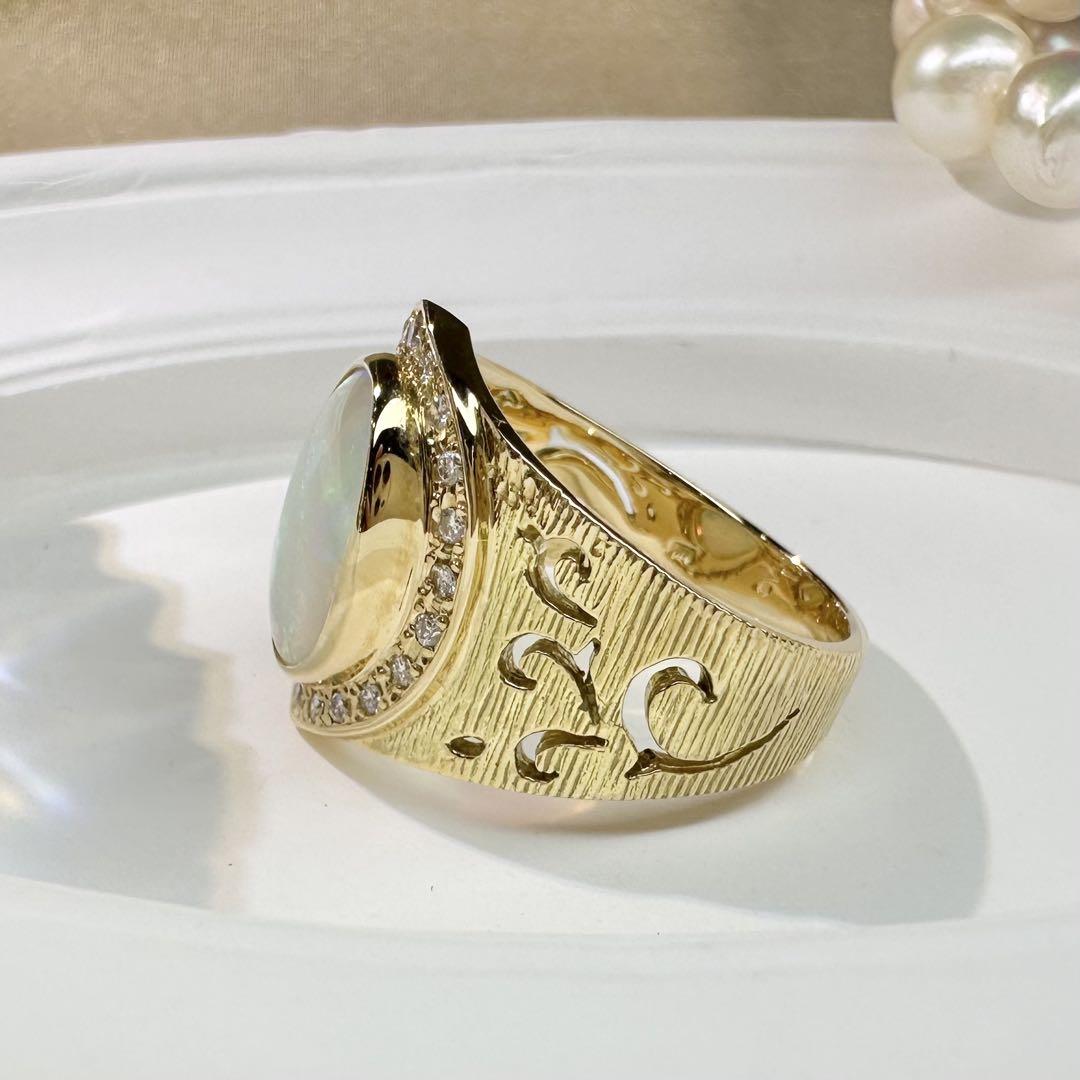 【K18】オーストラリアオパール 2.96ct リング